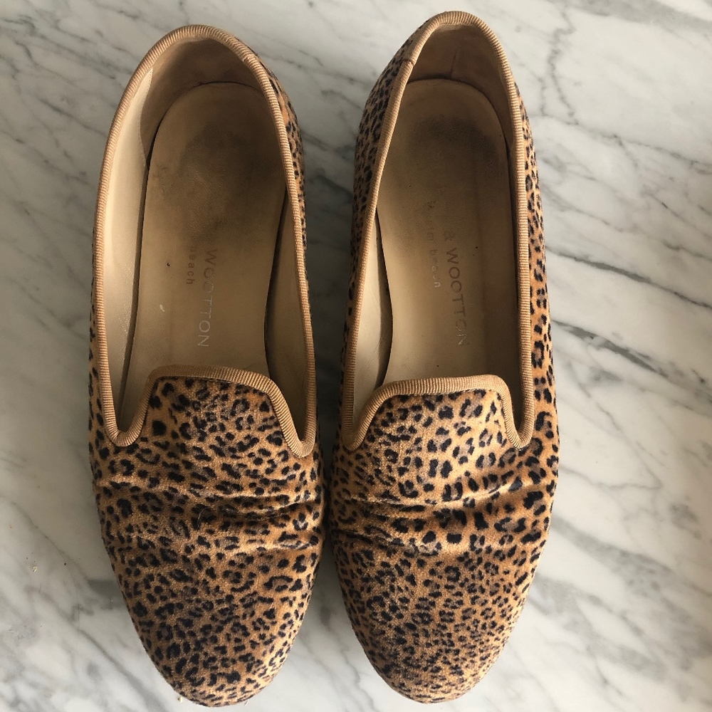 Stubbs & Wootton Velvet Leopard Shoes